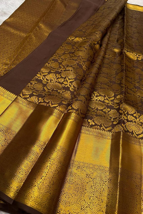 Load image into Gallery viewer, Marvellous Brown Soft Silk Saree With Desiring Blouse Piece
