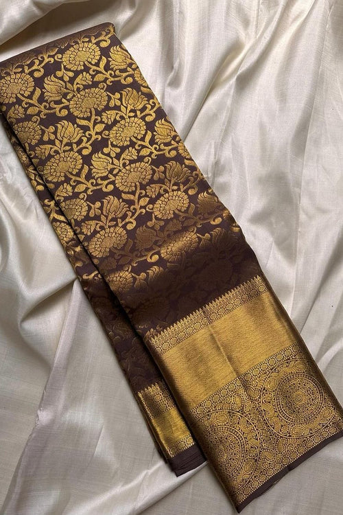 Load image into Gallery viewer, Marvellous Brown Soft Silk Saree With Desiring Blouse Piece
