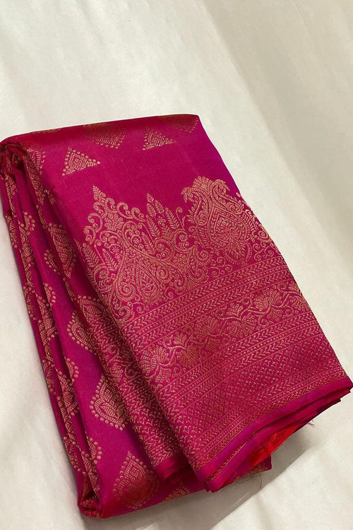 Load image into Gallery viewer, Marvellous Dark Pink Soft Silk Saree With Intricate Blouse Piece
