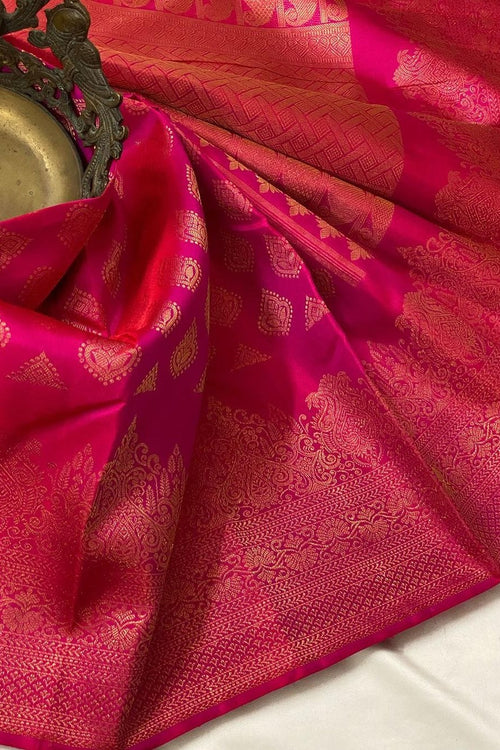 Load image into Gallery viewer, Marvellous Dark Pink Soft Silk Saree With Intricate Blouse Piece
