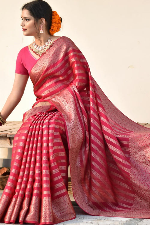 Load image into Gallery viewer, Impressive Dark Pink Soft Silk Saree With Mesmeric Blouse Piece
