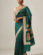 Splendorous Rama Soft Silk Saree With Radiant Blouse Pieced