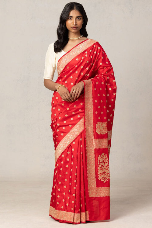 Load image into Gallery viewer, Rhapsody Red Soft Silk Saree With Ethereal Blouse Piece
