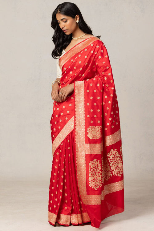 Load image into Gallery viewer, Rhapsody Red Soft Silk Saree With Ethereal Blouse Piece
