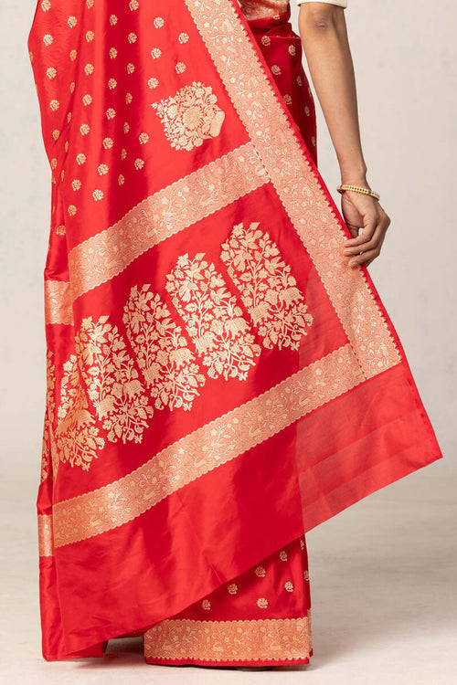 Load image into Gallery viewer, Rhapsody Red Soft Silk Saree With Ethereal Blouse Pieced
