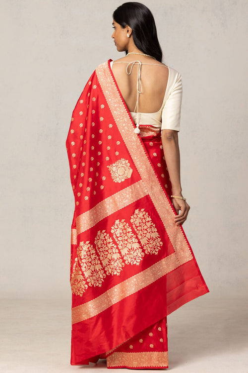 Load image into Gallery viewer, Rhapsody Red Soft Silk Saree With Ethereal Blouse Pieced
