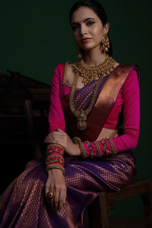 Load image into Gallery viewer, Innovative Purple Soft Silk Saree With Classic Blouse Piece
