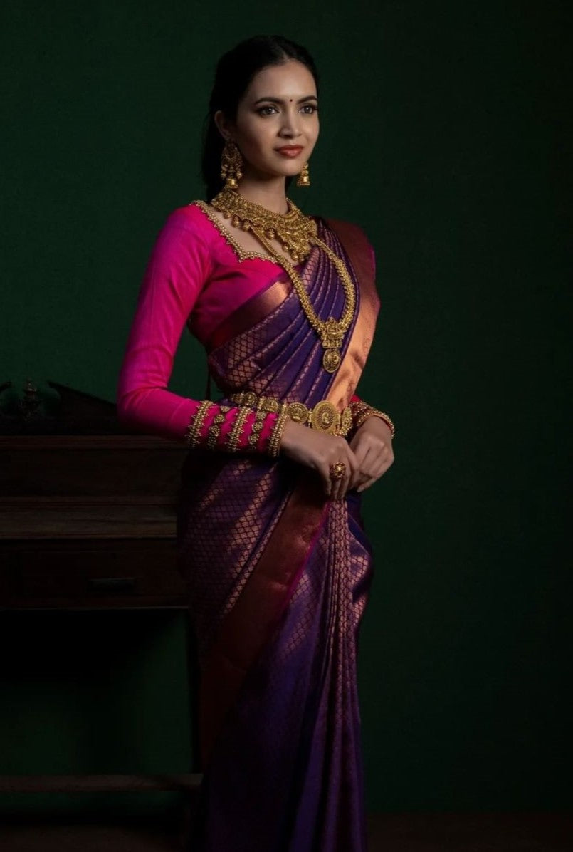 Innovative Purple Soft Silk Saree With Classic Blouse Piece