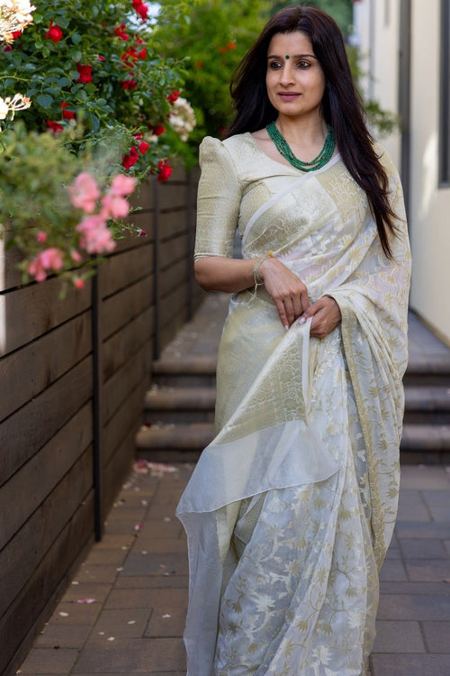 Load image into Gallery viewer, Designer Beige Cotton Silk Saree With Entrancing Blouse Piece
