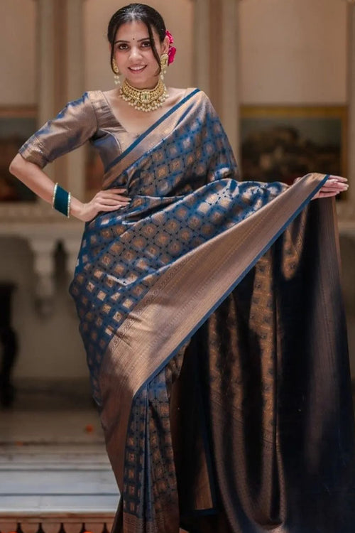 Load image into Gallery viewer, Exquisite Blue Soft Silk Saree With Preferable Blouse Piece
