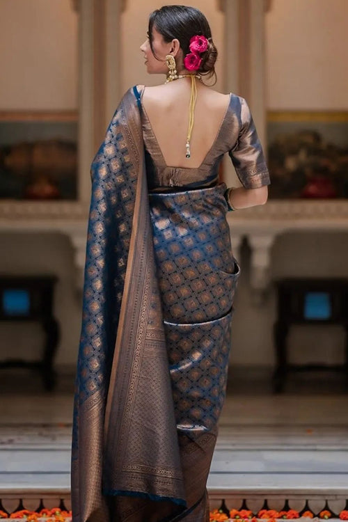 Load image into Gallery viewer, Exquisite Blue Soft Silk Saree With Preferable Blouse Piece
