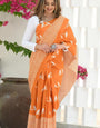 Adorning Orange Cotton Silk Saree With Jazzy Blouse Piece