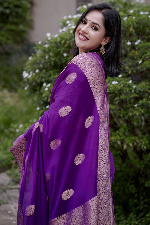 Load image into Gallery viewer, Amazing Purple Linen Silk Saree With Surpassing Blouse Piece
