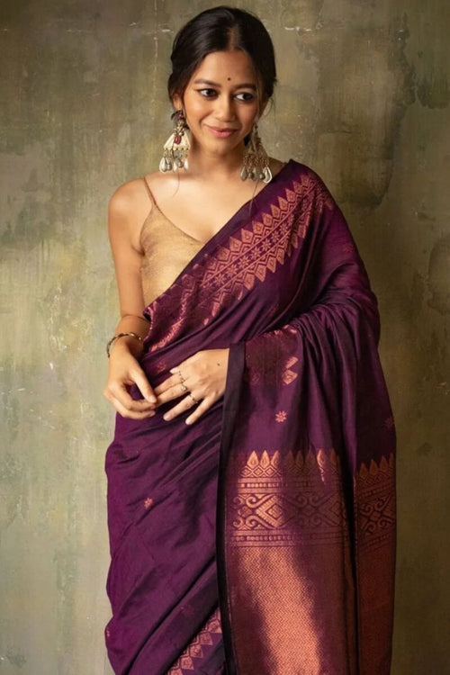 Load image into Gallery viewer, Lassitude Purple Soft Silk Saree With Sempiternal  Blouse Piece
