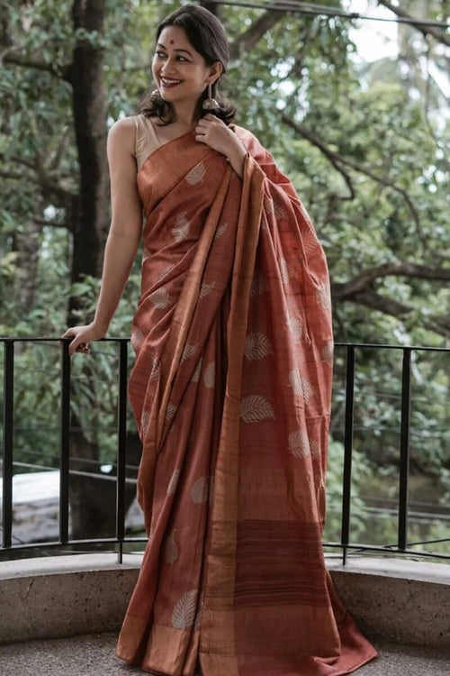 Load image into Gallery viewer, Allure Brown Linen Silk Saree With Ravishing Blouse Piece
