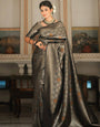 Sumptuous Black Soft Silk Saree With Imbrication Blouse Piece