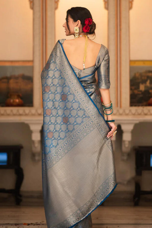 Load image into Gallery viewer, Desultory Blue Soft Silk Saree With Admirable Blouse Piece
