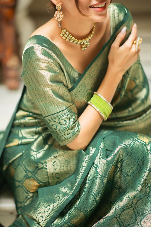 Load image into Gallery viewer, Prominent Green Soft Silk Saree With Captivating Blouse Piece
