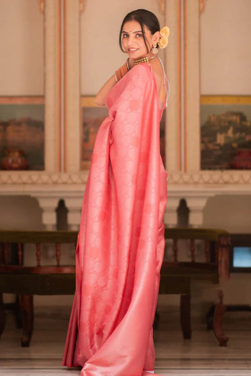 Load image into Gallery viewer, Blooming Pink Soft Silk Saree With Dazzling Blouse Piece
