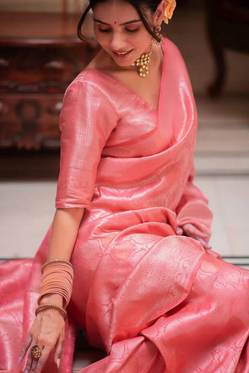 Load image into Gallery viewer, Blooming Pink Soft Silk Saree With Dazzling Blouse Piece
