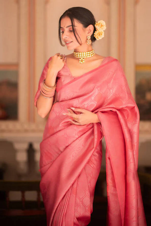 Load image into Gallery viewer, Blooming Pink Soft Silk Saree With Dazzling Blouse Piece
