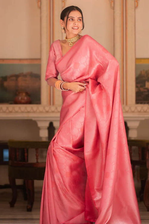 Load image into Gallery viewer, Blooming Pink Soft Silk Saree With Dazzling Blouse Piece
