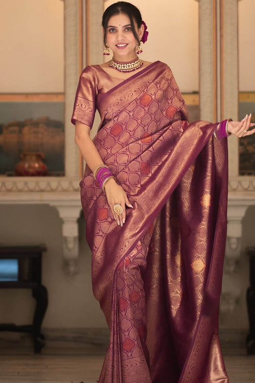 Load image into Gallery viewer, Pretty Purple Soft Silk Saree With Energetic  Blouse Piece
