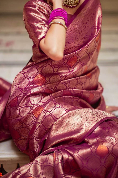 Load image into Gallery viewer, Pretty Purple Soft Silk Saree With Energetic  Blouse Piece
