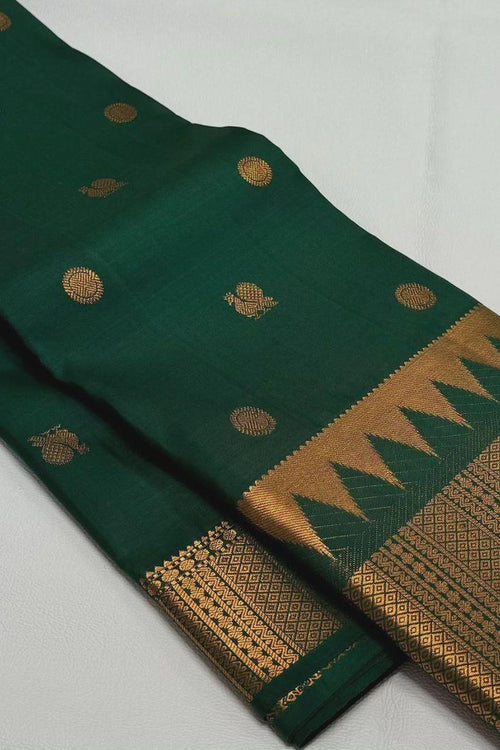 Load image into Gallery viewer, Dalliance Dark Green Soft Silk Saree With Twirling Blouse Piece
