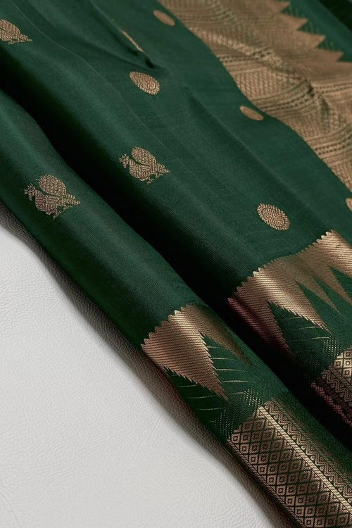 Load image into Gallery viewer, Dalliance Dark Green Soft Silk Saree With Twirling Blouse Piece
