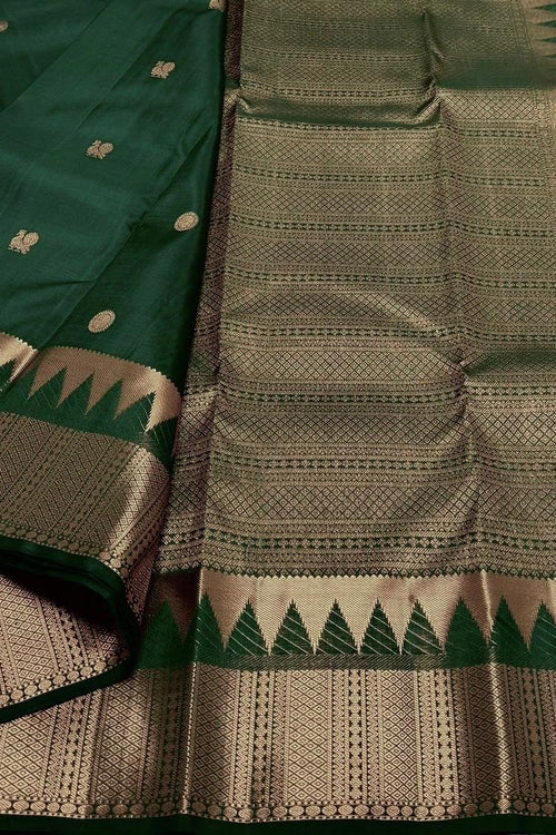 Load image into Gallery viewer, Dalliance Dark Green Soft Silk Saree With Twirling Blouse Piece
