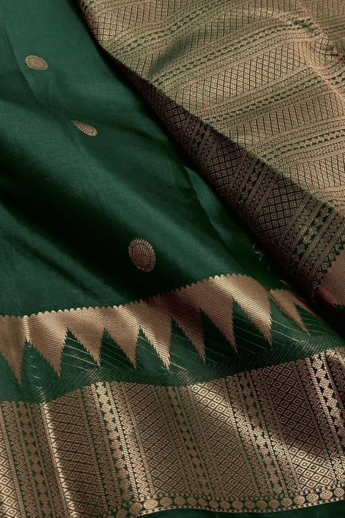 Load image into Gallery viewer, Dalliance Dark Green Soft Silk Saree With Twirling Blouse Piece
