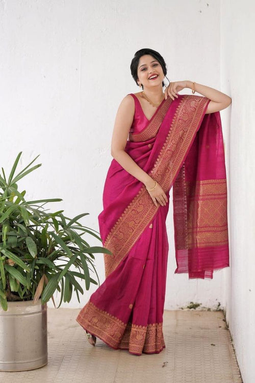 Load image into Gallery viewer, Delectable Dark Pink Soft Silk Saree With Gratifying Blouse Piece

