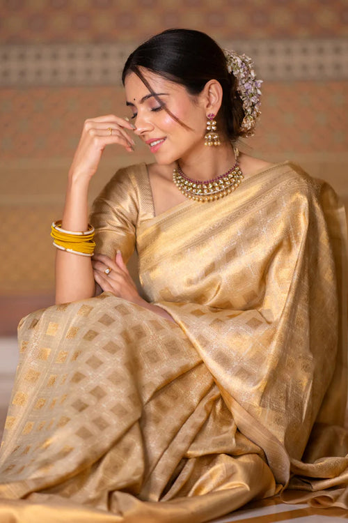 Load image into Gallery viewer, Ebullience Beige Soft Silk Saree With Ratatouille Blouse Piece
