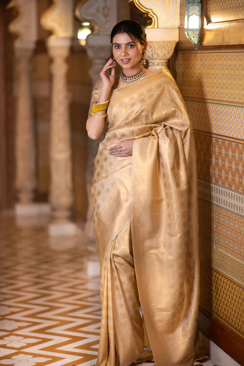 Load image into Gallery viewer, Ebullience Beige Soft Silk Saree With Ratatouille Blouse Piece
