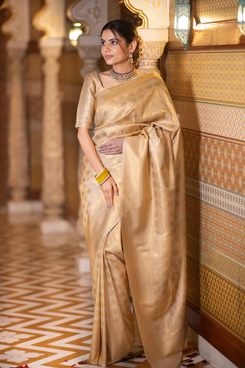 Load image into Gallery viewer, Ebullience Beige Soft Silk Saree With Ratatouille Blouse Piece
