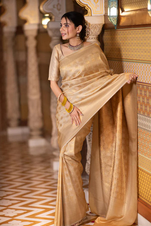 Load image into Gallery viewer, Ebullience Beige Soft Silk Saree With Ratatouille Blouse Piece
