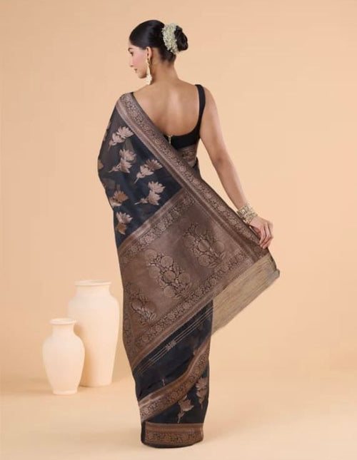 Load image into Gallery viewer, Wonderful Black Soft Silk Saree With Smart Blouse Piece
