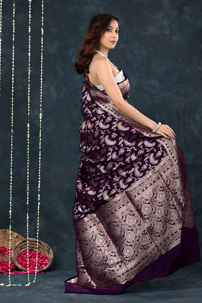 Elegant Purple Soft Silk Saree With Stylish Blouse Piece