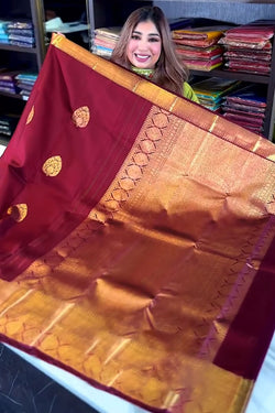 Inimitable Wine Soft Banarasi Silk Saree With Evocative Blouse Piece