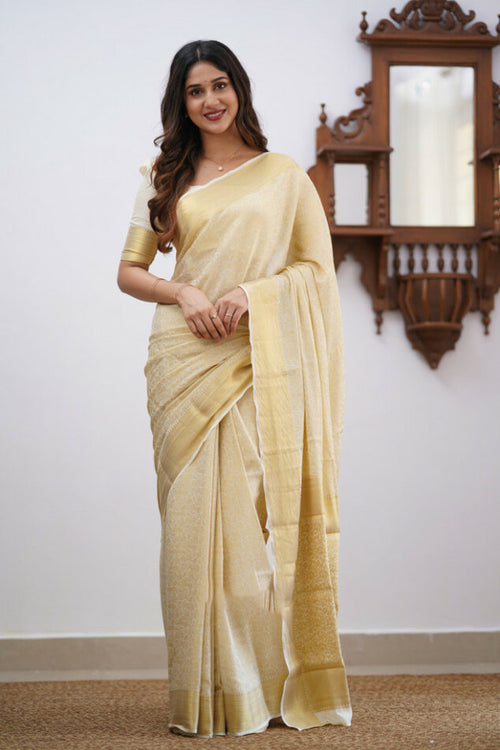 Load image into Gallery viewer, Magnificat Beige Soft Silk Saree With Scrumptious Blouse Piece
