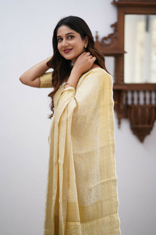 Load image into Gallery viewer, Magnificat Beige Soft Silk Saree With Scrumptious Blouse Piece
