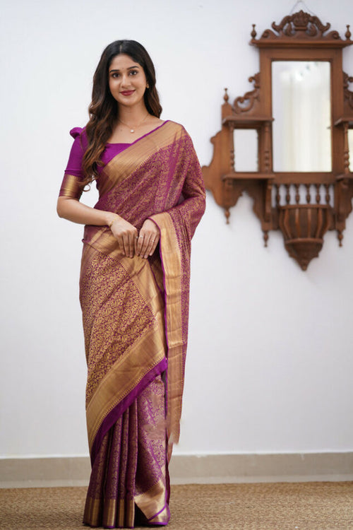 Load image into Gallery viewer, Dalliance Purple Soft Silk Saree With Bewitching Blouse Piece
