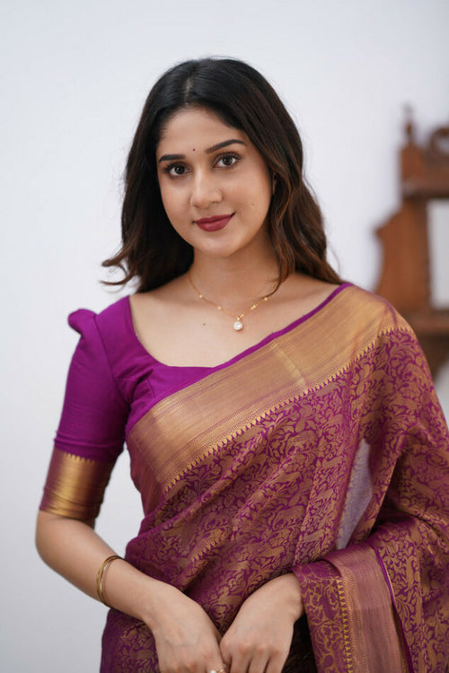 Load image into Gallery viewer, Dalliance Purple Soft Silk Saree With Bewitching Blouse Piece
