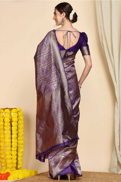 Load image into Gallery viewer, Flattering Royal Blue Soft Silk Saree With Impressive Blouse Pieced
