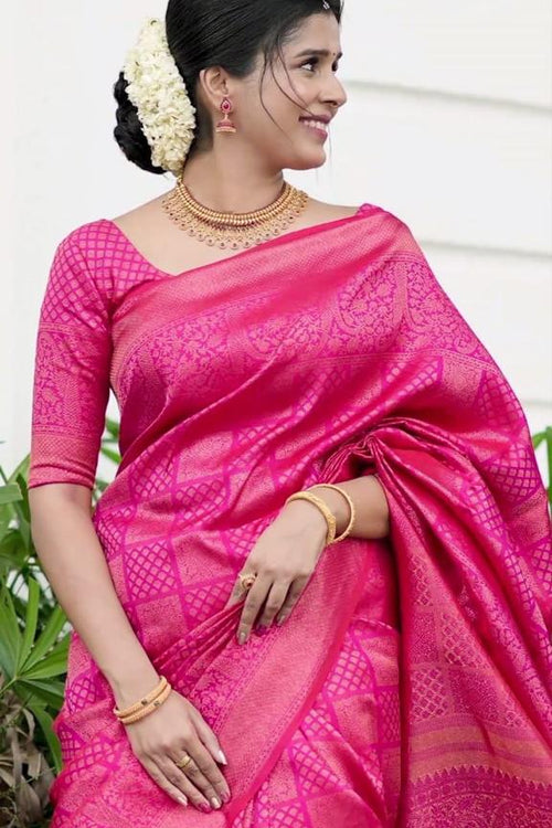 Load image into Gallery viewer, Exquisite Dark Pink Soft Silk Saree With Comely Blouse Piece
