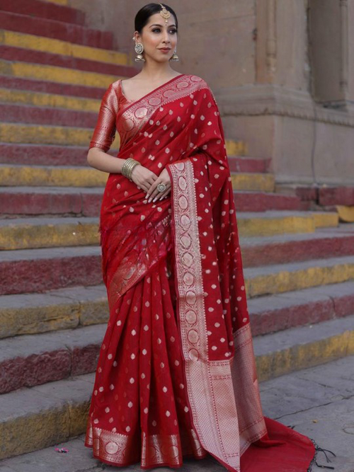 Load image into Gallery viewer, Snazzy Red Soft Silk Saree With Unequalled Blouse Piece
