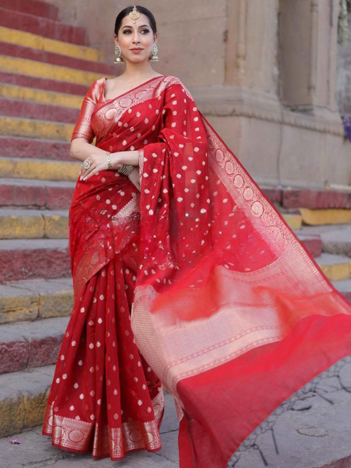 Load image into Gallery viewer, Snazzy Red Soft Silk Saree With Unequalled Blouse Piece
