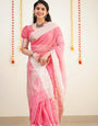 Confounding Pink Cotton Silk Saree With Splendorous Blouse Piece