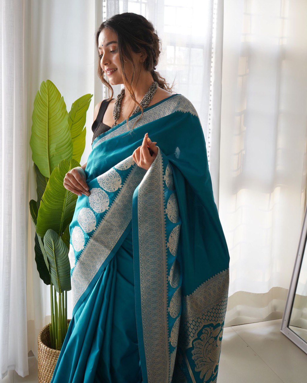 Firozi Soft Silk Saree